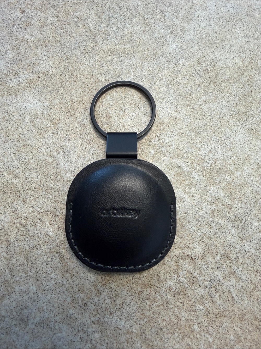 Black Leather Keychain Case with Ring